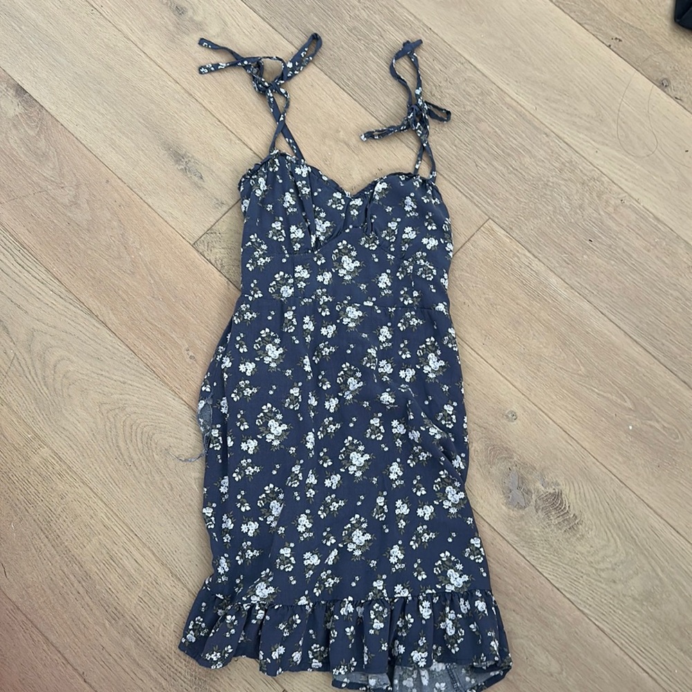 blue floral dress
